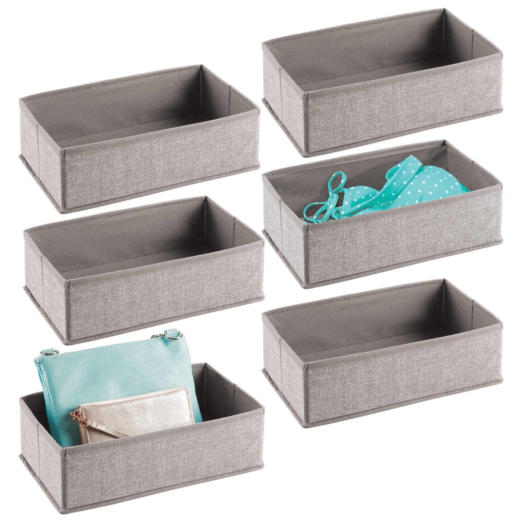 2mGoods Aufbewahrungsbox 6er-Set (einsetzbar in Schrank oder Schublade, Stoffbox aus Polypropylen (klein), vielseitig einsetzbare Stoffkiste – grau