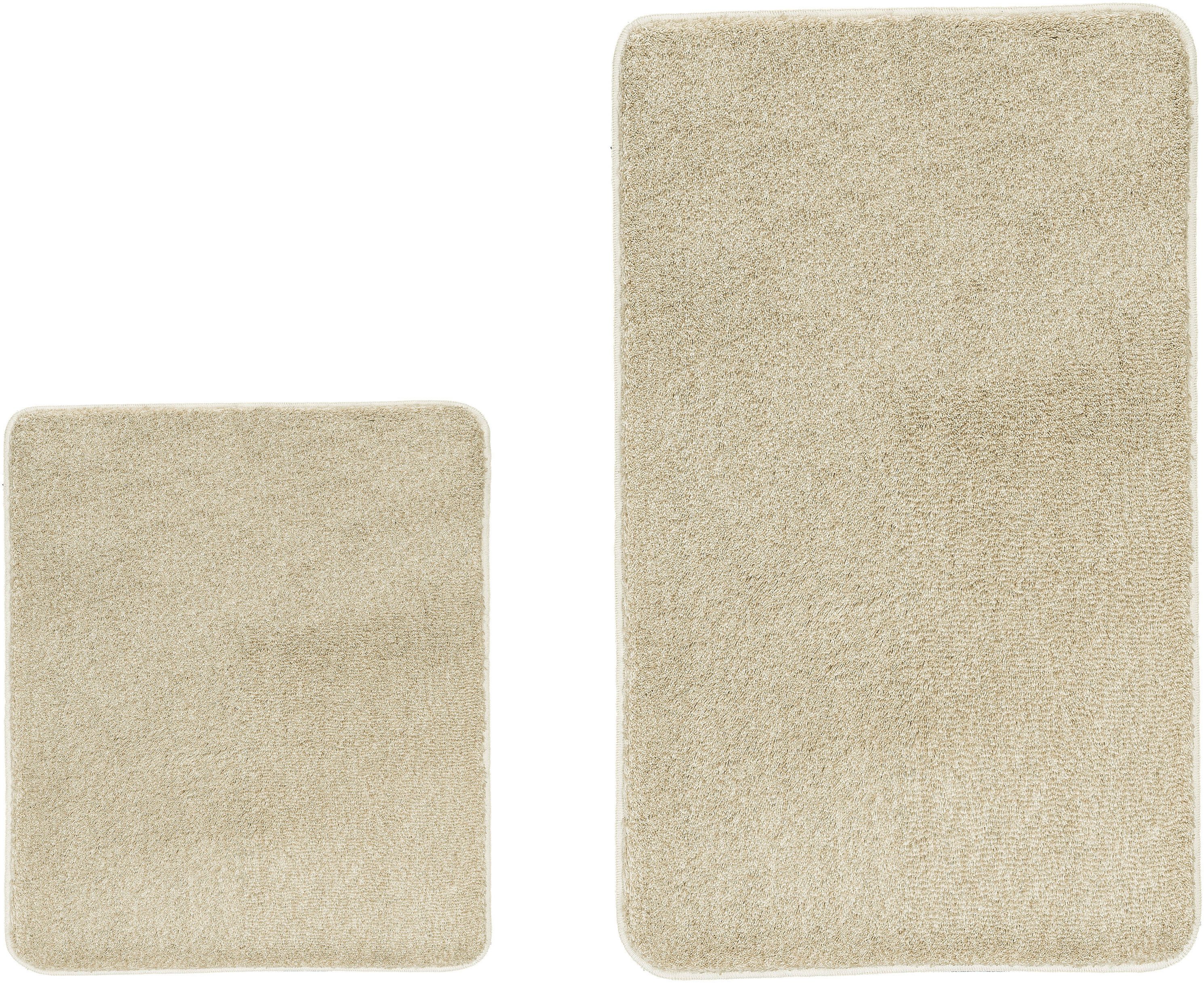 Kleine Wolke Badematte RELAX, Badvorleger, Badezimmer Teppich, Höhe 30 mm, rutschhemmend beschichtet, fußbodenheizungsgeeignet, Polyacryl, rechteckig, 2er-Set 55x65 cm / 70x120 cm, Badteppich, meliert, rechteckig, rund & als Set erhältlich