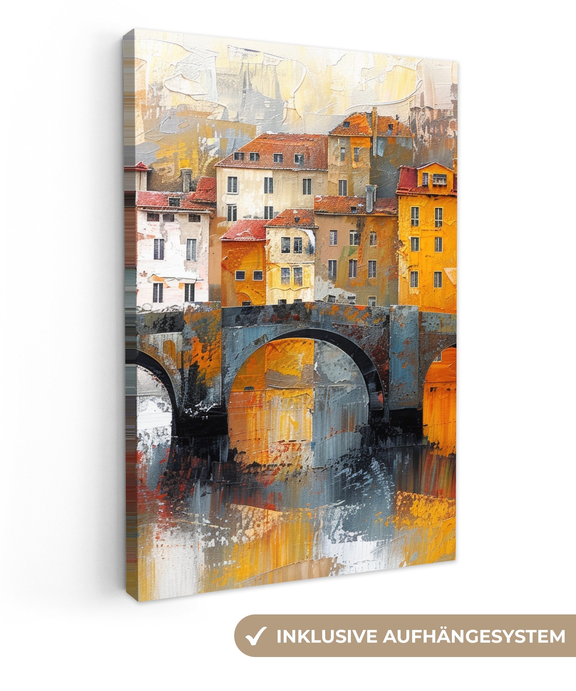 OneMillionCanvasses® Leinwandbild Graben - Häuser - Kunst, Fotodruck (1 St) günstig online kaufen
