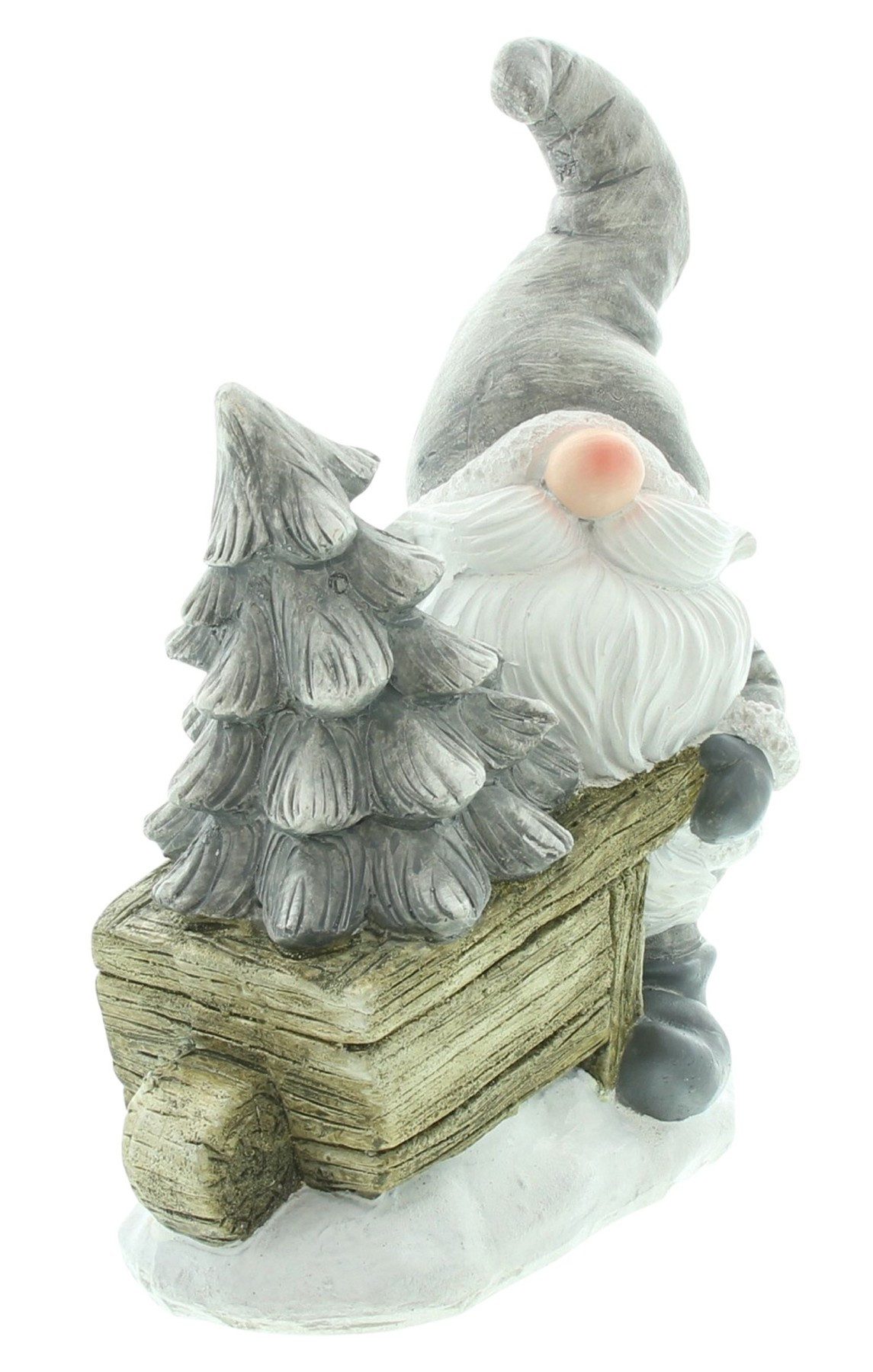 Dekoleidenschaft Wichtel "Schubkarre" aus Polyresin, 27 cm hoch, Dekofigur, Weihnachtswichtel, Dekowichtel zum Hinstellen für Wohnzimmer, Tischdeko, Weihnachtsdeko