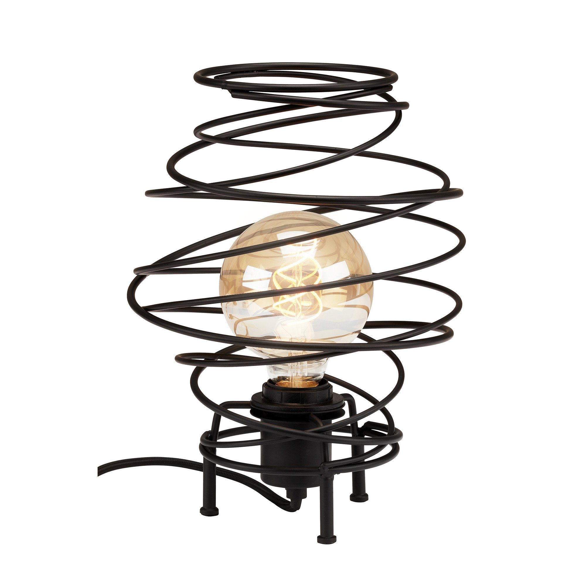 Leuchtmittel, W 7870-015, Warmweiß, exkl. inkl. 60 Kabelschalter, 1-flammig, schwarz, ohne max. E27, Leuchten Briloner Tischleuchte