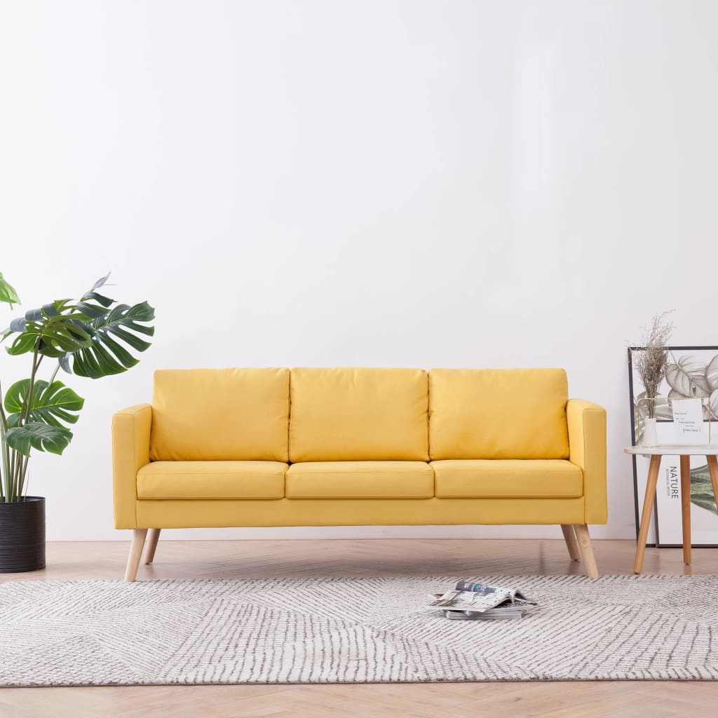 vidaXL Sofa, 3-Sitzer-Sofa Stoff Gelb günstig online kaufen
