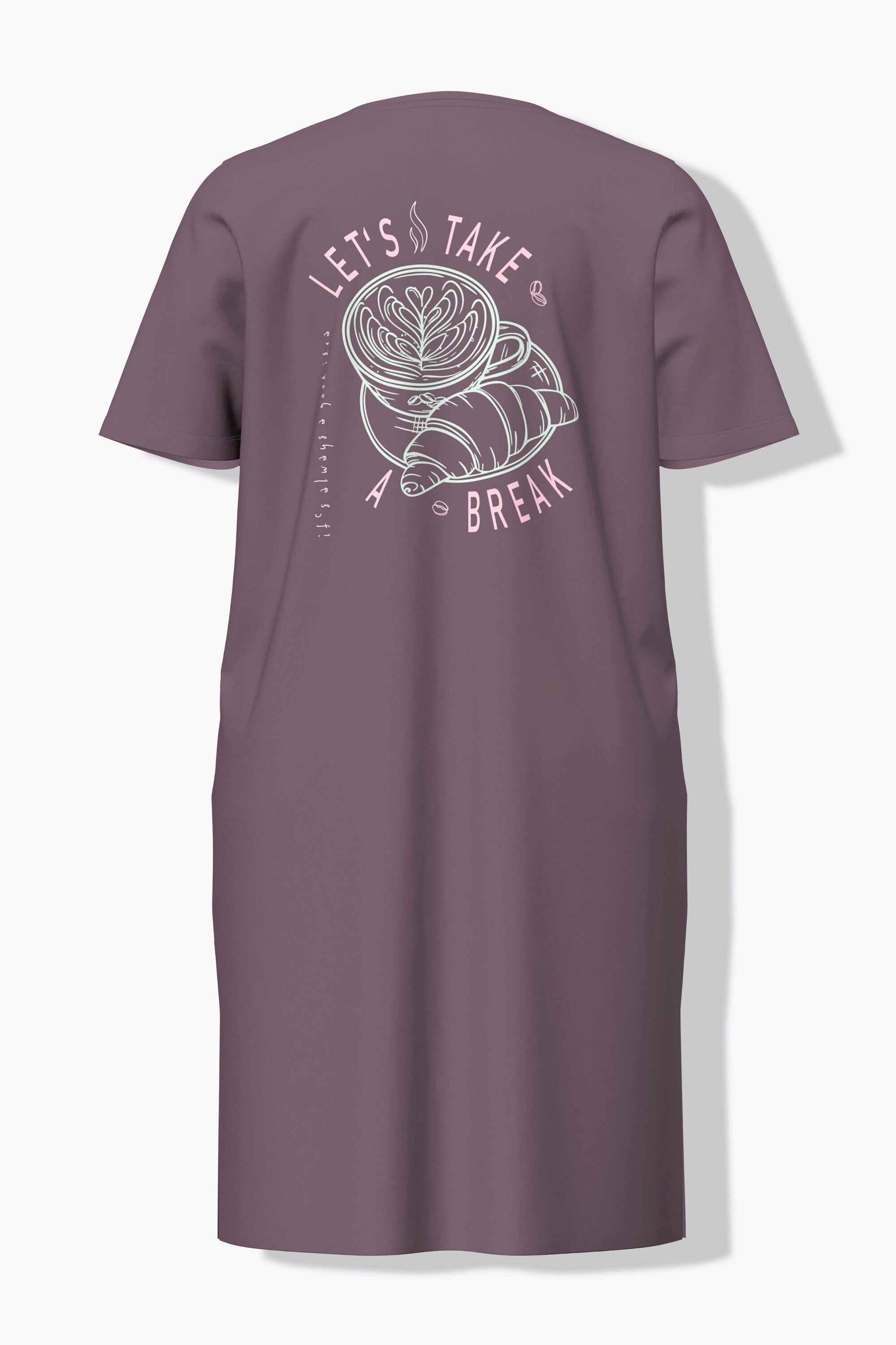 Ulla Popken Bigshirt Bigshirt Coffee Time V-Ausschnitt Halbarm – Bild 4 von 5