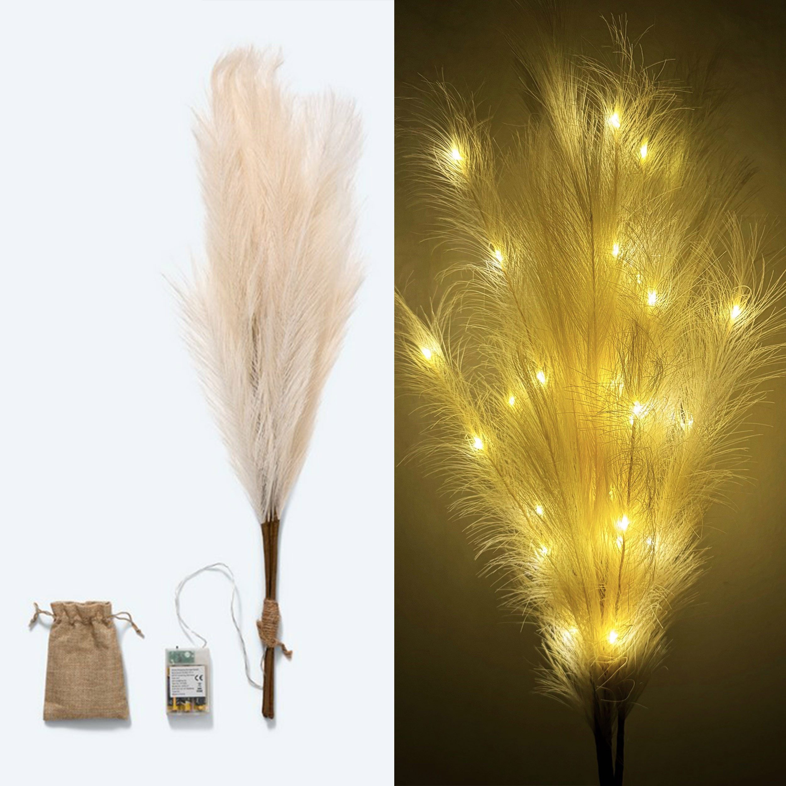 Kunstpflanze künstliches Pampasgras mit LED-Beleuchtung, Timer - 80 bis 115 günstig online kaufen