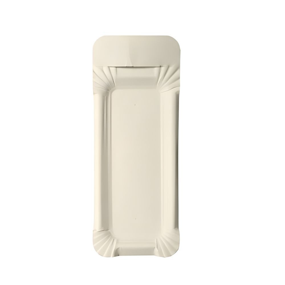 tradingbay24 Pappteller Teller, Pappe [ff] eckig 8 cm x 21 cm weiss mit Anfasser 250 Stk