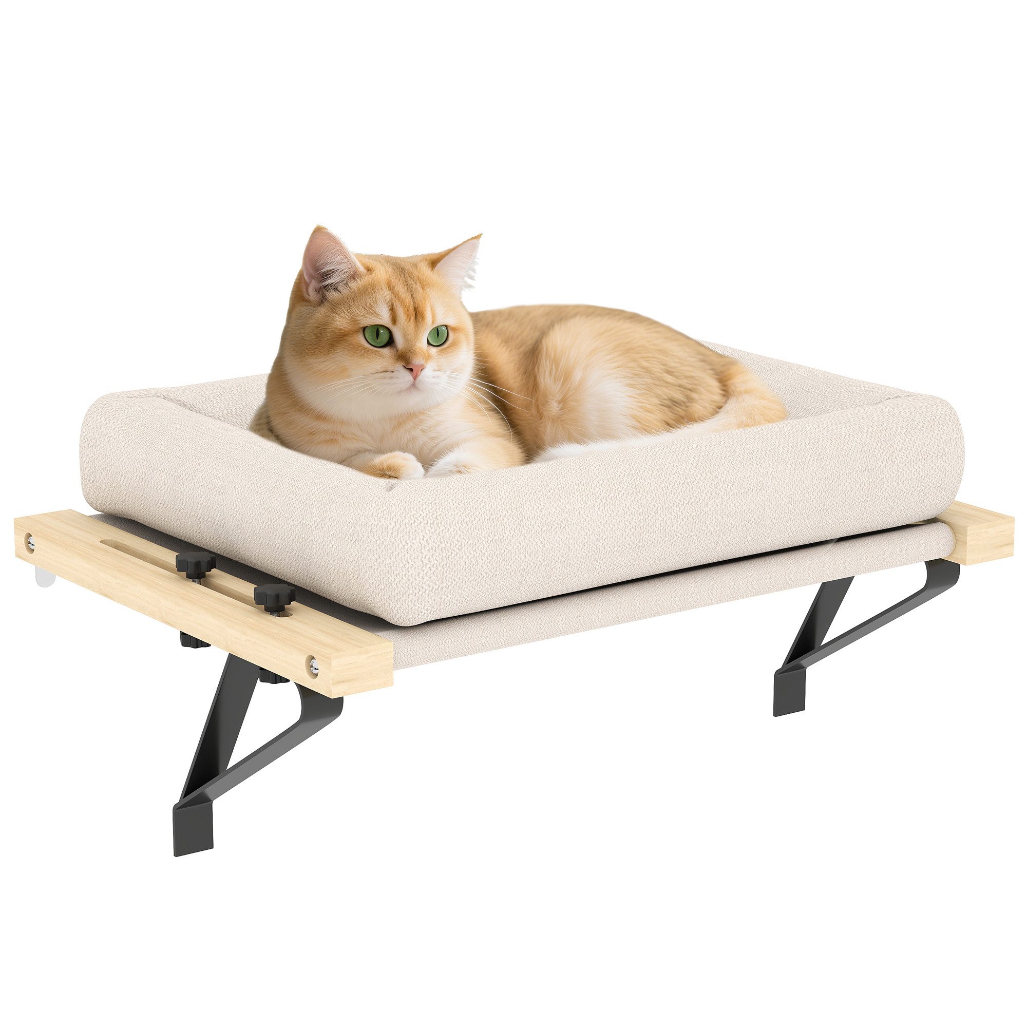 PawHut Tierbett 50x36cm Katzenhängematte mit verstellbarer Halterung, Polyester, mit abnehmbarem, maschinenwaschbarem Kissen, für Katzen unter 6 kg