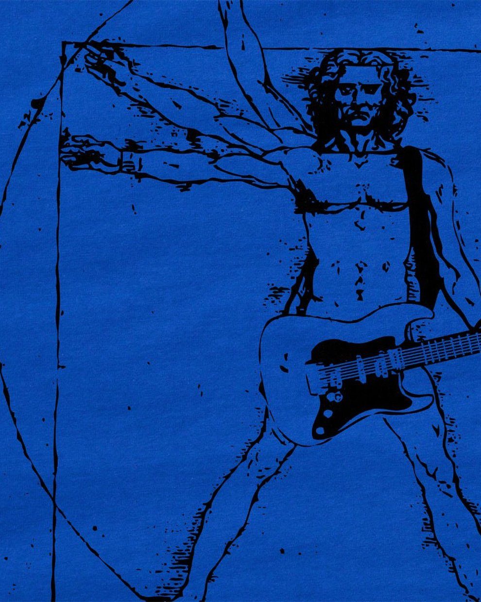 vinyl Vinci T-Shirt Da metal Herren open Rock festival blau musik gitarre mensch Print-Shirt style3 T-Shirt wacken air