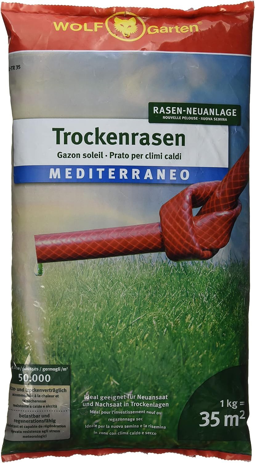 WOLF Rasensamen Saatgut, LU-TR 35 Trockenrasen Mediterraneo 35 m² Beige 39x29x30cm