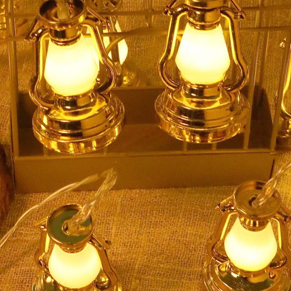 MUPOO LED-Lichterkette 10LEDs/20LEDs,LED Dekolicht Kerosinlampe Stern&Mond Warmweiß,1,5m/3m,batteriebetrieben, muslimische Lichter, Eid Ramadan 1-flammig, Fasten Stern,Eid für Gold Paraffin