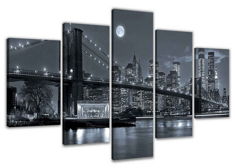 Visario Bild mit Rahmen 2 m x 1 m fünfteiliges Bilderset von Visario auf Leinwand fertig zum Aufhängen/gerahmt, NYC