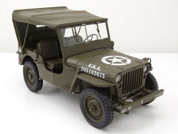 Welly Modellauto Willys Jeep geschlossen US Army Militär 1941 olivgrün Modellauto 1:18, Maßstab 1:18