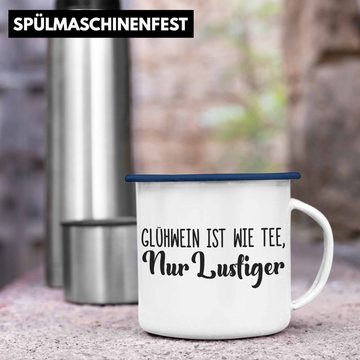 Trendation Thermotasse Trendation - Glühwein Emaille Tasse Lustig Spruch Glühweinbecher mit Henkel Doppelwandig GlühweinEmaille Tassen Gläser Weihnachtsmarkt Becher Emaille Tassen Geschenk - Wie Tee