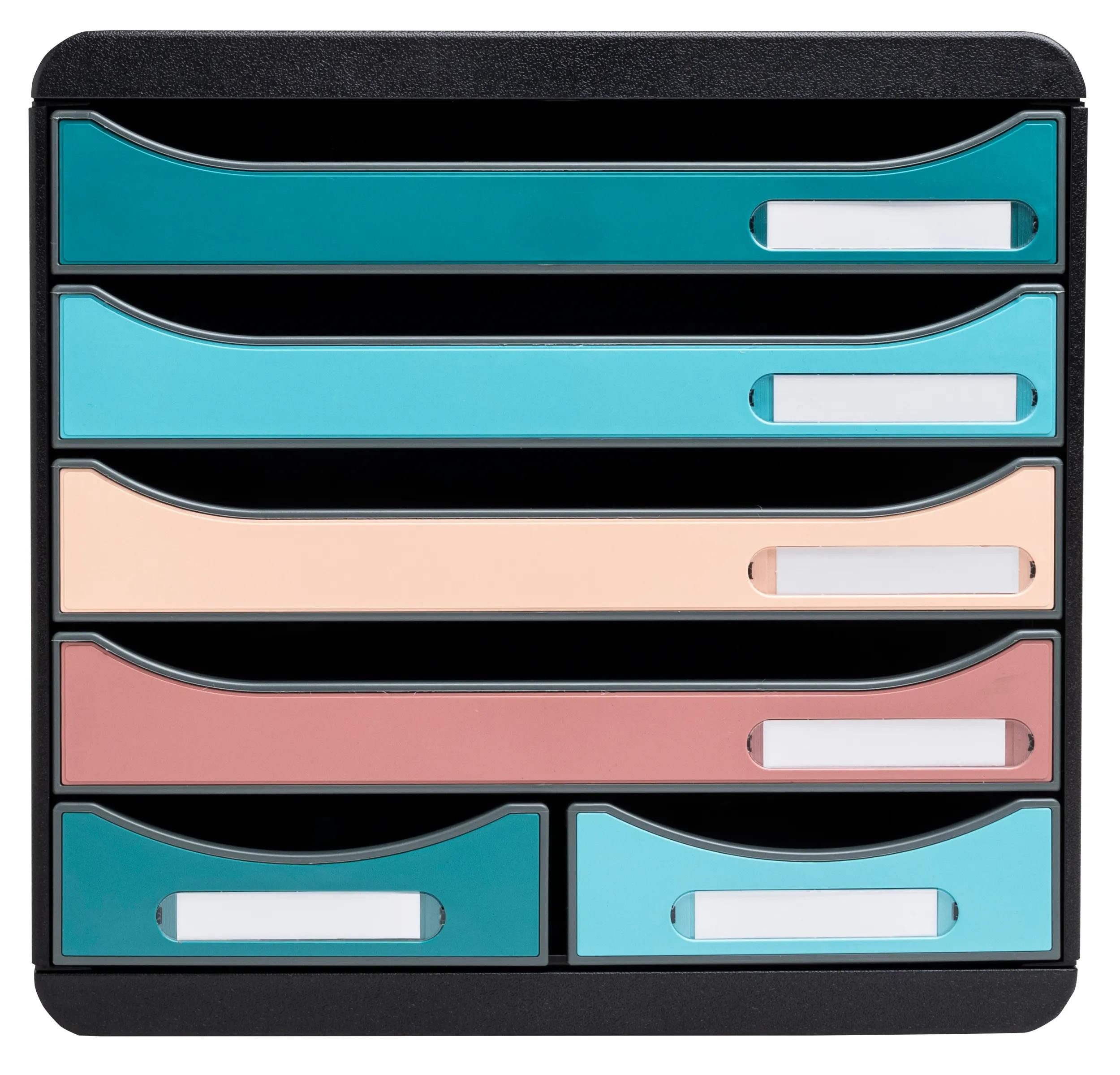 EXACOMPTA Schubladenbox Big Box Maxi, Schubladenbox + 6 Schubladen, Skandi, sortiert, 312606D, Schubladenboxen
