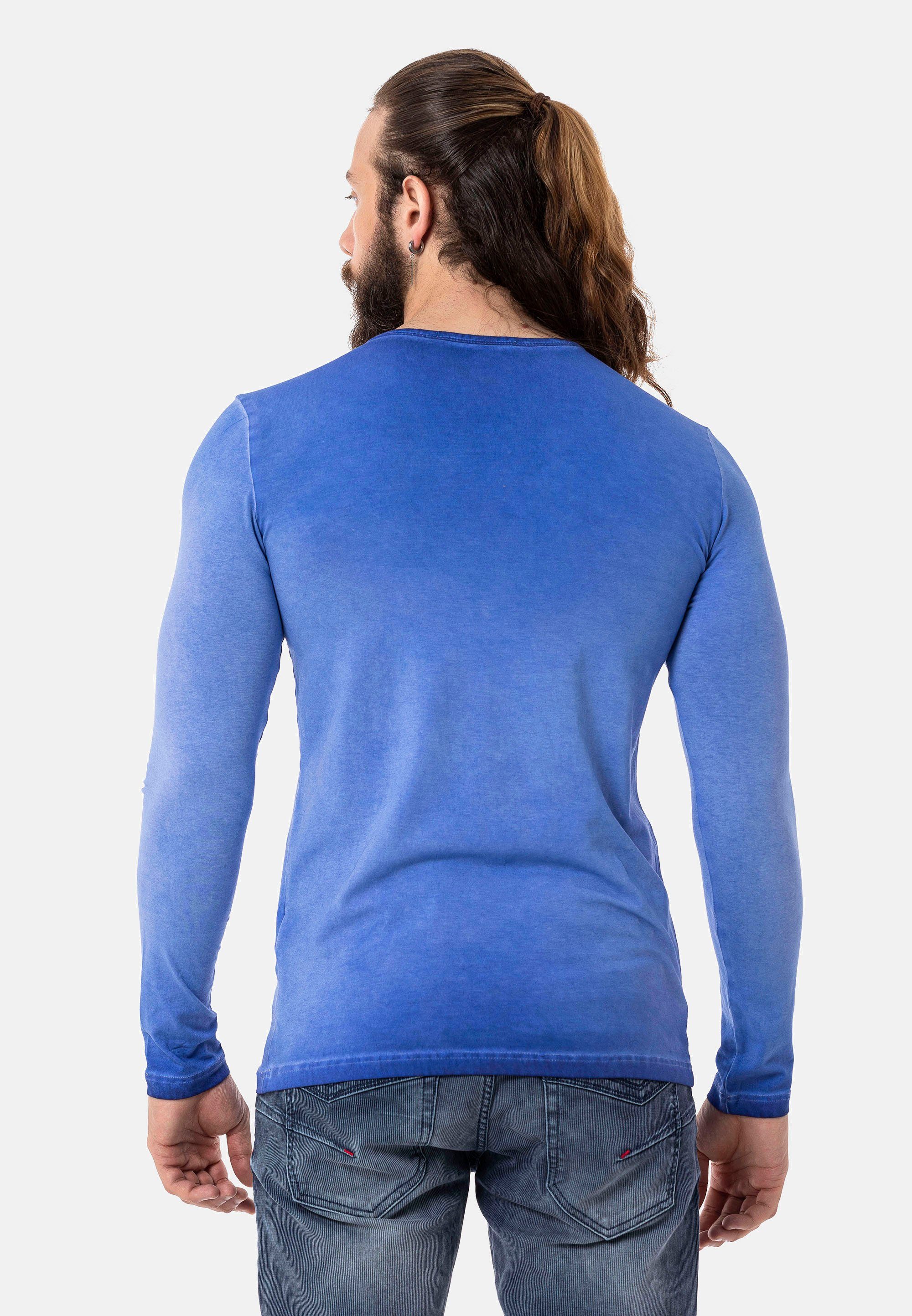 Cipo & Baxx Langarmshirt mit blau stylischen Prints
