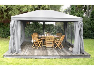 bellavista - Home&Garden® Pavillon Aluminium-Stahl Pavillon 3x4m Deluxe grau, mit 4 Seitenteilen, inkl. Moskitonetz