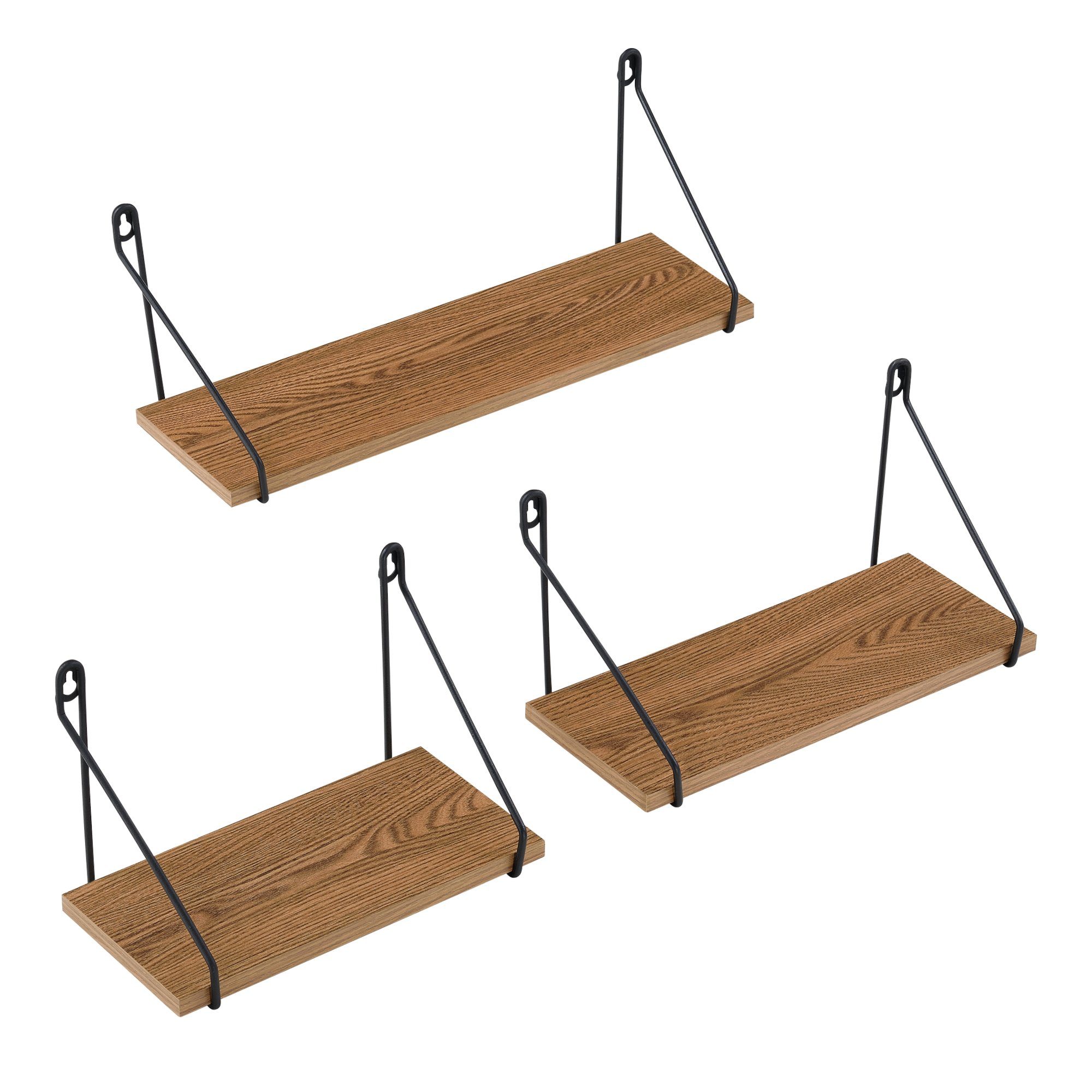 en.casa Wandregal, »Randers« 3tlg. Hängeregal Schweberegal Dunkler Holzton günstig online kaufen