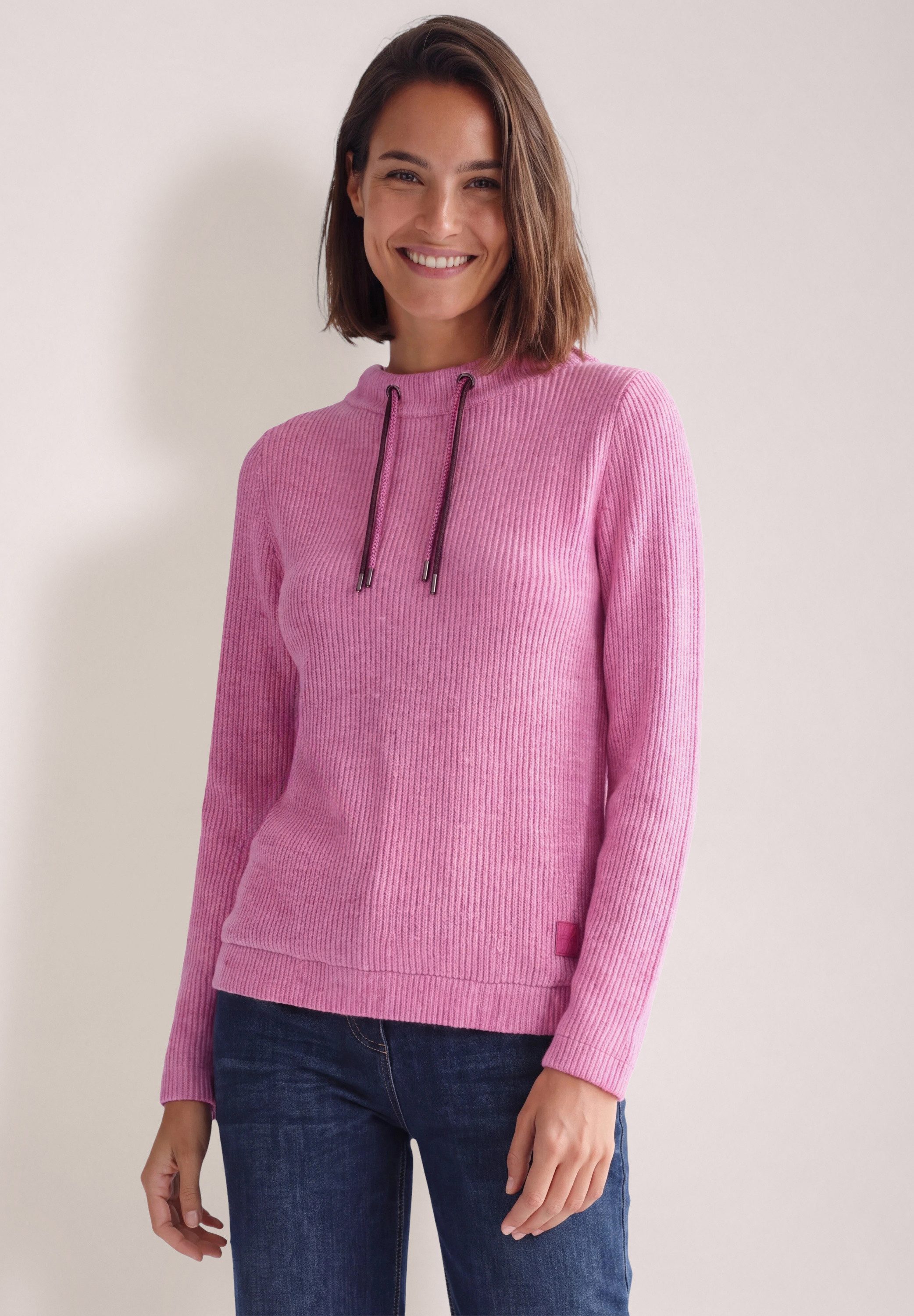 CECIL Langarmshirt mit Rippstrick-Struktur
