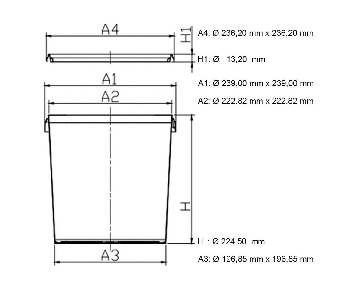 Thumbnail - FixedByU Putzeimer Kunststoffeimer eckig mit Deckel 3,5 5,4 8,8 10,8L, (Eimer-Set, 1-tlg., Eimer mit Deckel), luftdicht,...