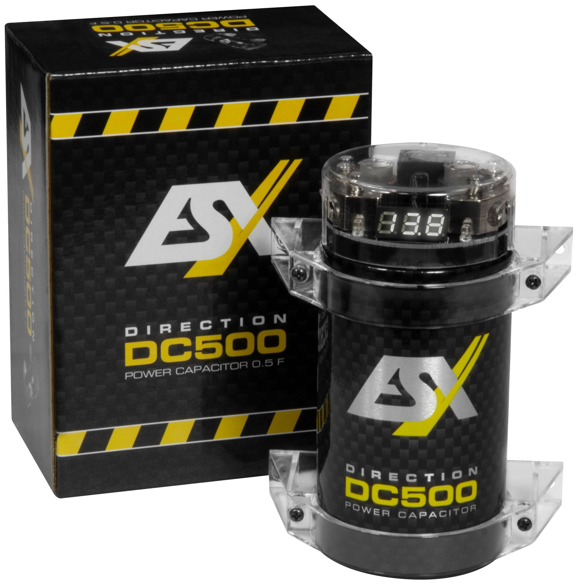 ESX DC500 0.5 Farad Puffer-Kondensator mit integriertem Verteilerblock Audio-Adapter