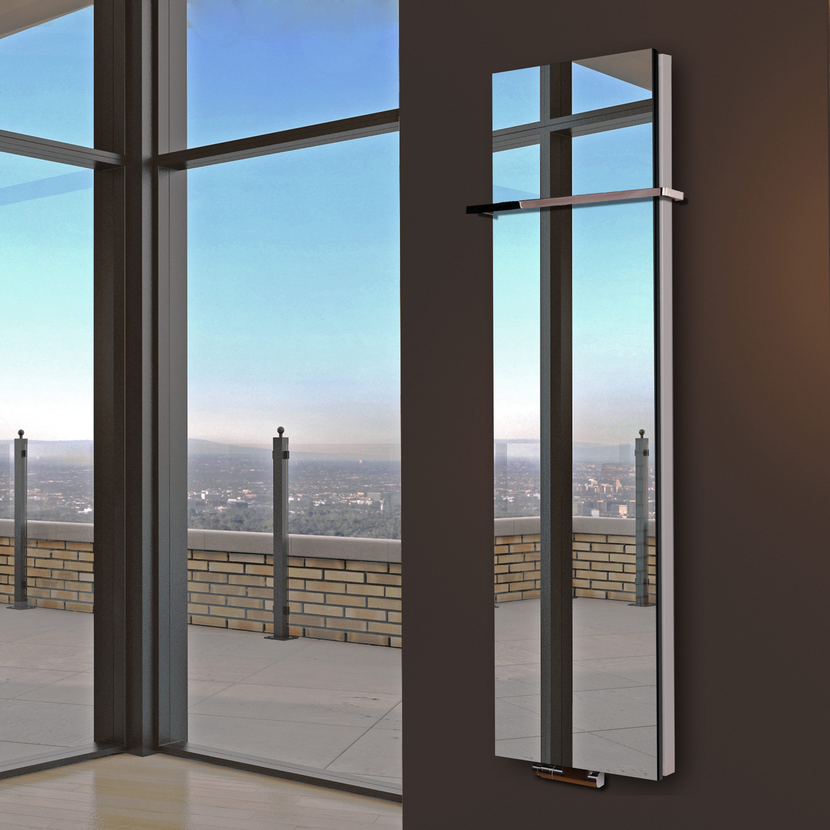 Szagato Badheizkörper BADHEIZKÖRPER mit Spiegel Mirror 6 180x47cm 1964W Edelstahl +1HH15mm g, 5 Jahre Garantie, Made in Germany