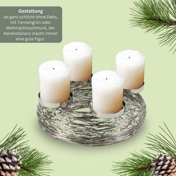 Bada Bing Adventsleuchter Adventskranz Metall Draht Silberne Streben Kerzenhalter (für Stumpenkerzen, Kranz Ø 28 cm), aus Edelstahl