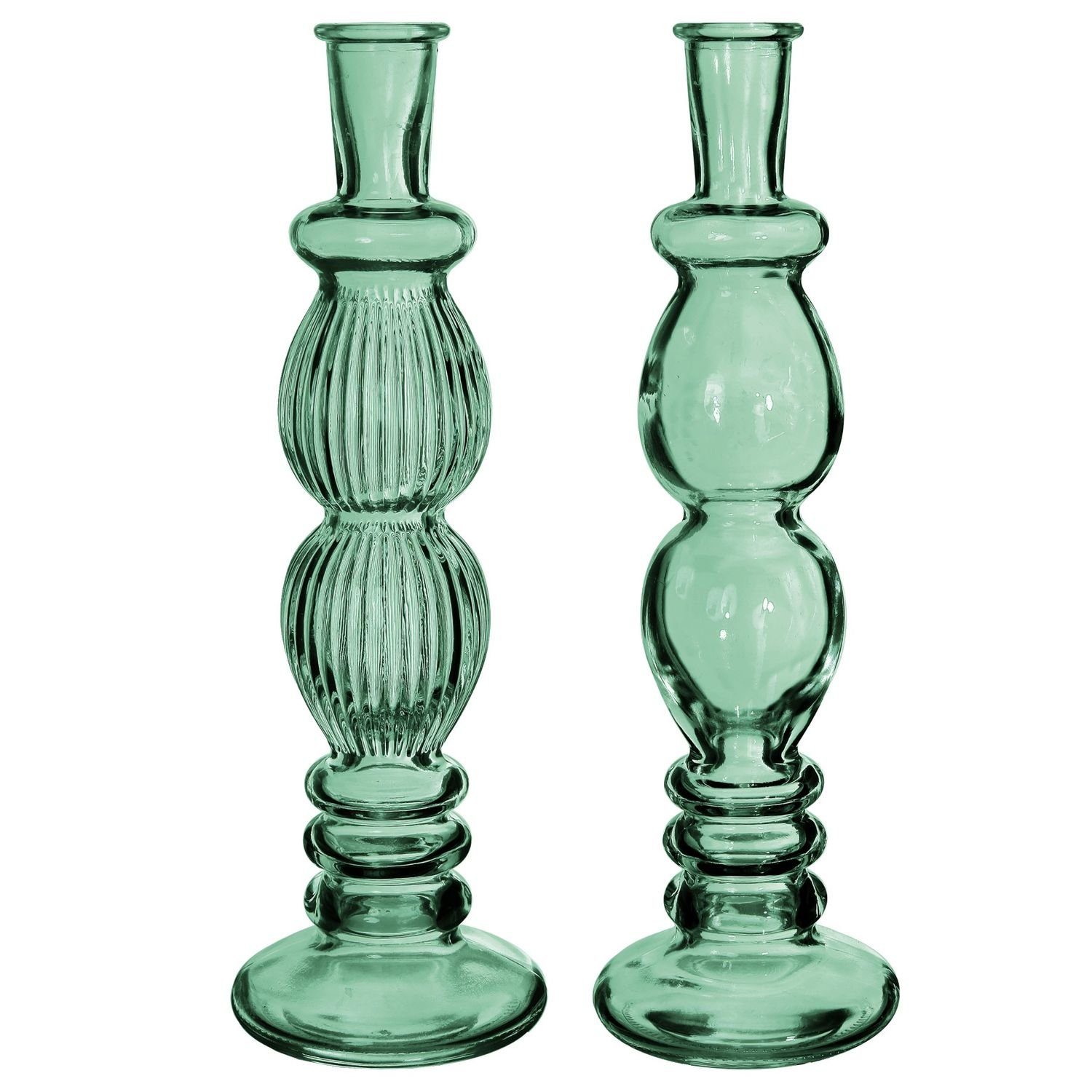 Dekovase Glasvase "Florence" in Grün, 2er Set, Größe h.28 Ø9 cm