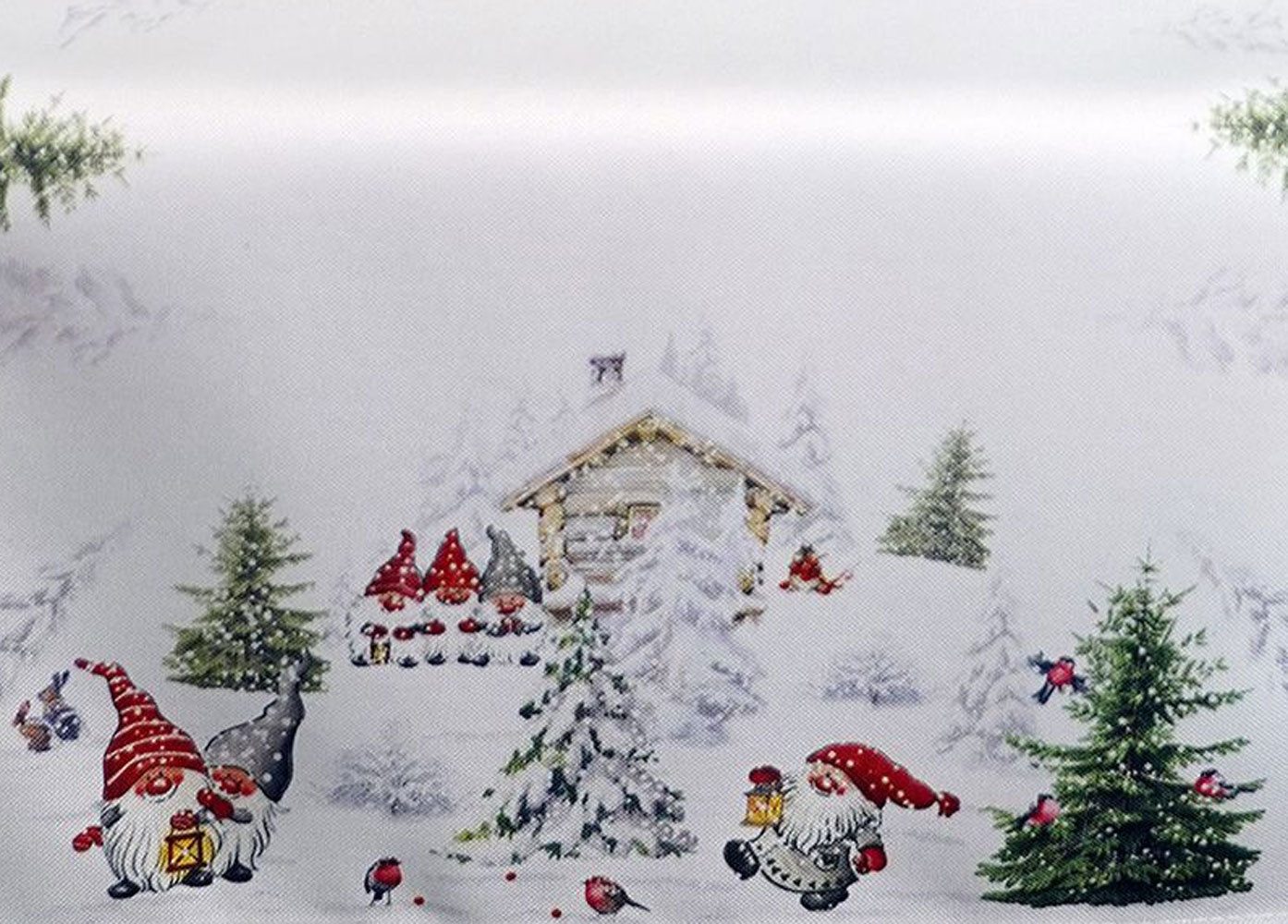 Tischdecke Druck Wichtel im Schnee Tischläufer Winter Weihnachten