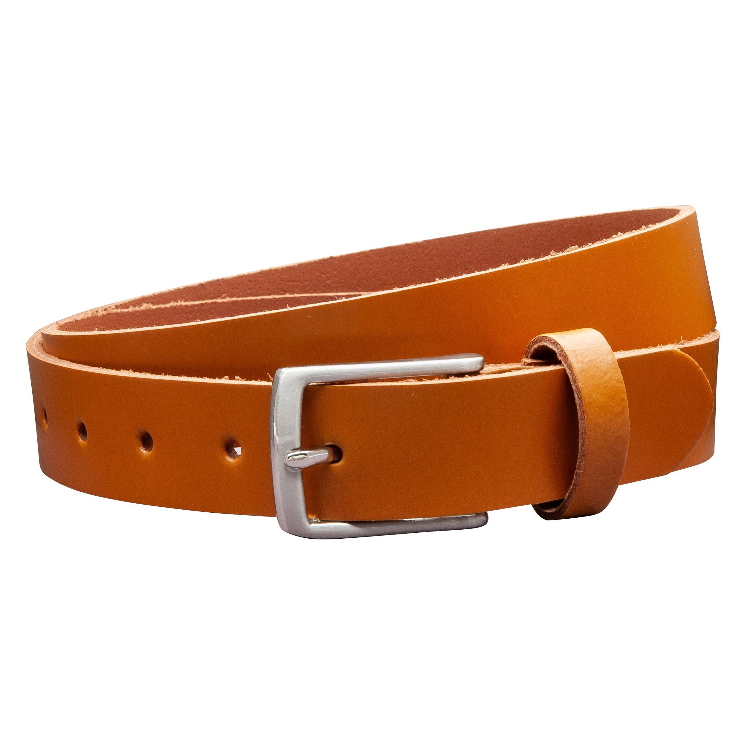 COLOGNEBELT Ledergürtel OM311-PL-Cognac MADE IN GERMANY, Cognac Kürzbar, 100 % Echtleder, Aus einem Stück, Unisex