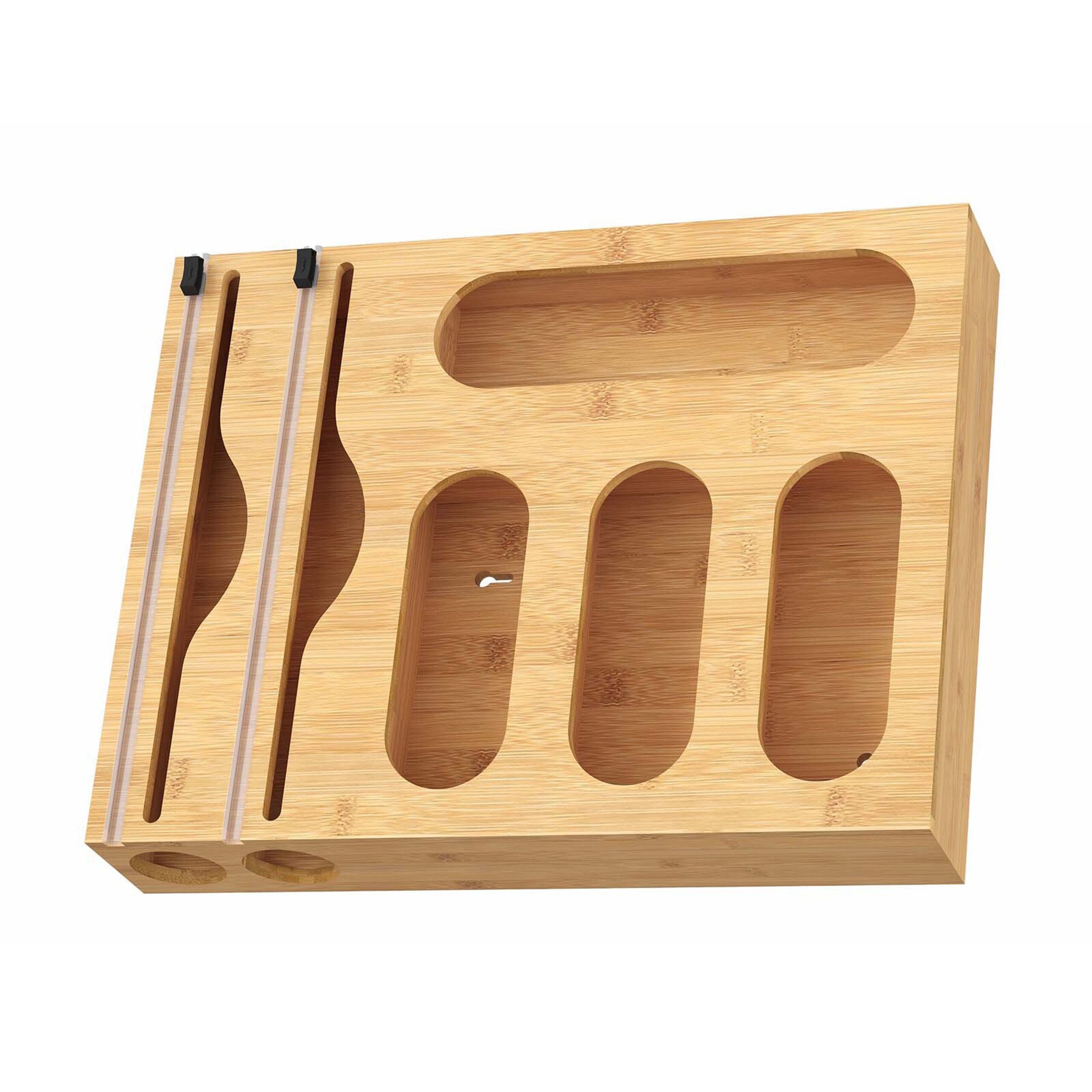 relaxdays Wandrollenhalter Folienspender 6 in 1 Bambus