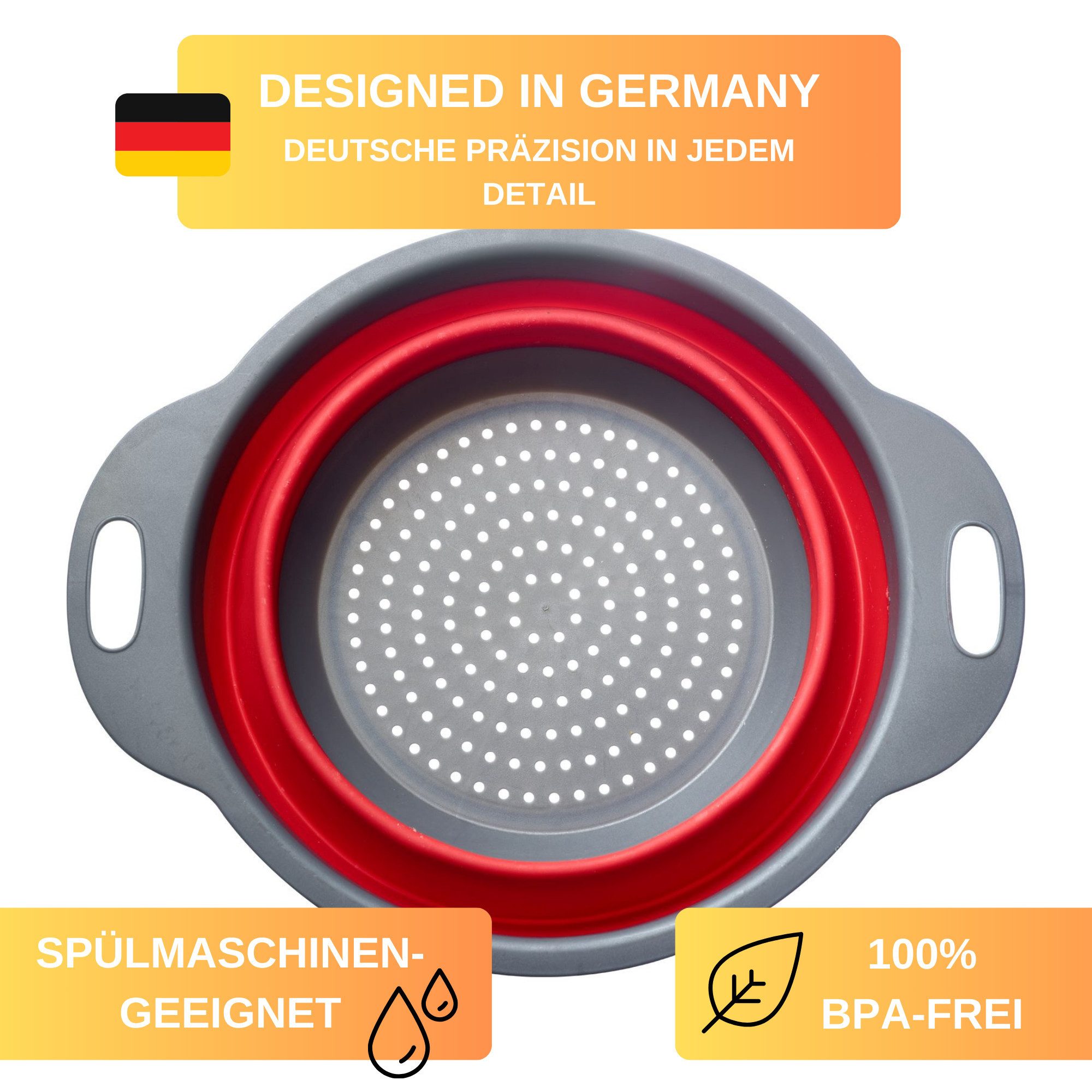 Thiru Seiher faltbar für platzsparende Aufbewahrung - ø innen 18,5 cm, (1-St), bpa-frei