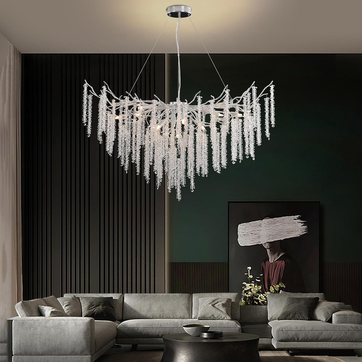 RRBEST Kronleuchter Modern Kronleuchter Kristall Leuchte, Luxus Kristall Pendelleuchte, Dimmbar Kristall Hängeleuchte, für Esszimmer, Wohnzimmer, Schlafzimmer – Bild 3 von 5