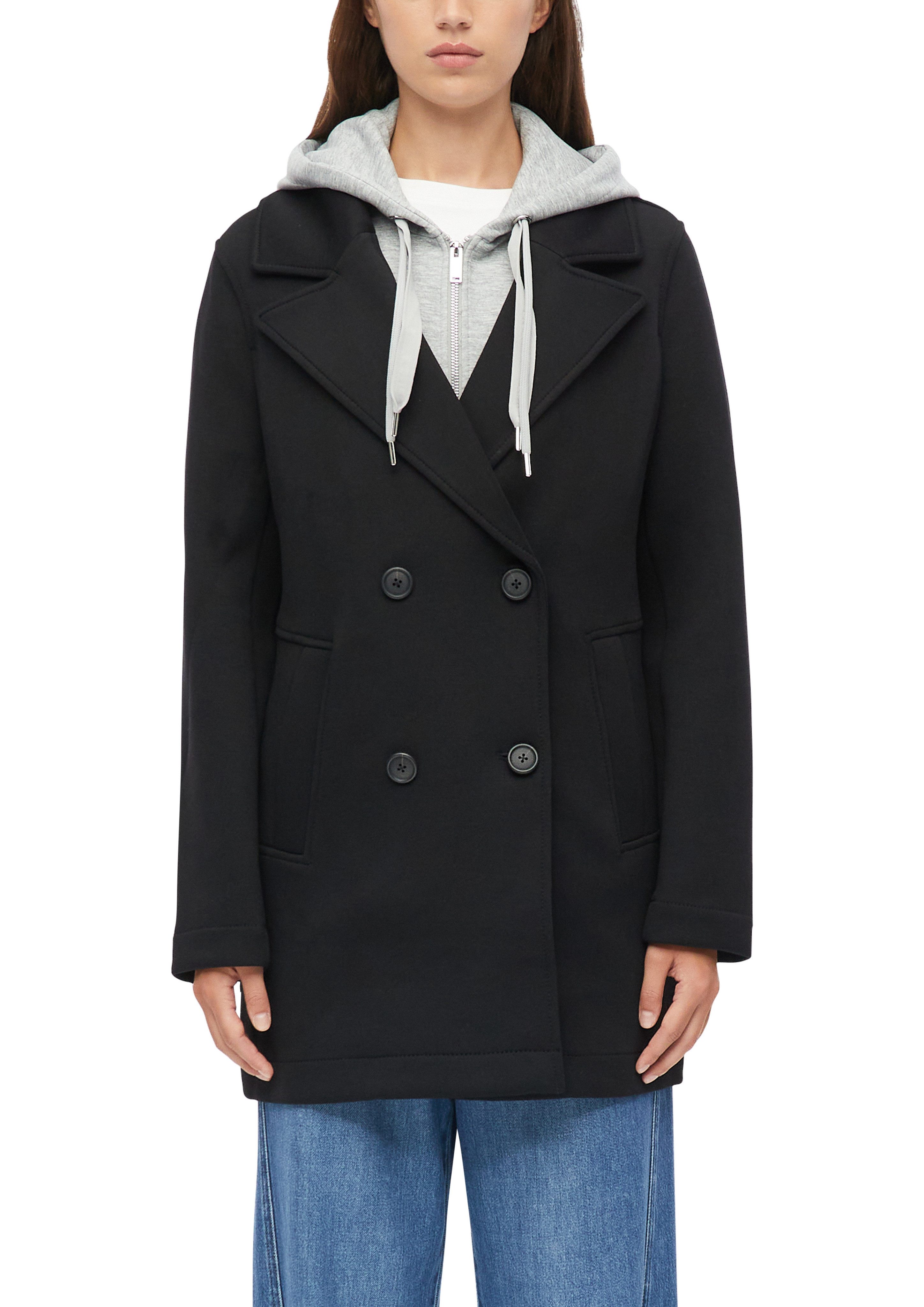 s.Oliver Kapuzenfleecejacke Wintermantel im Doppellayer-Look / Kapuzen-Inlay