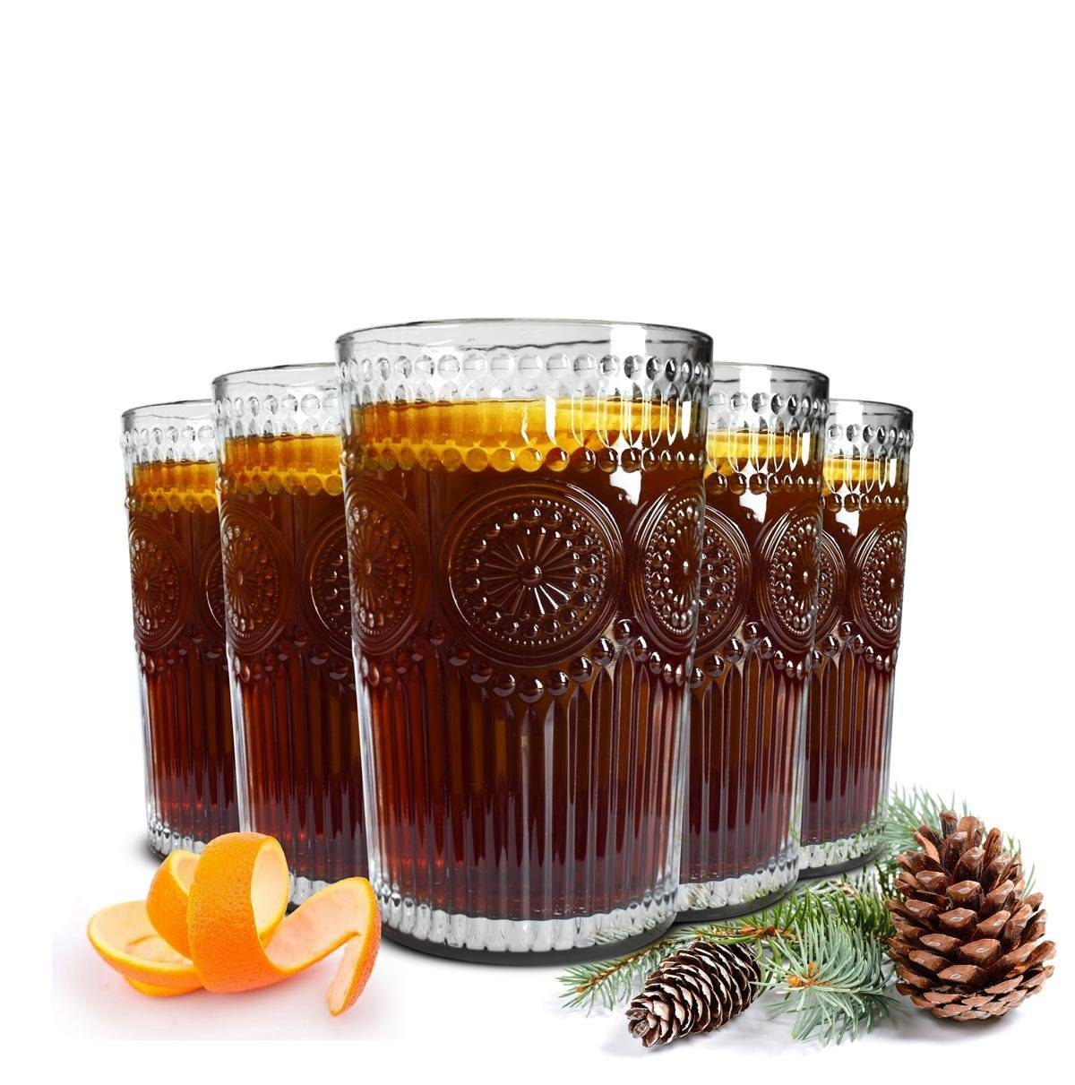Sendez Longdrinkglas 6 Longdrinkgläser 340ml Sonne Trinkgläser Saftgläser Cocktailgläser, 6-tlg., Glas