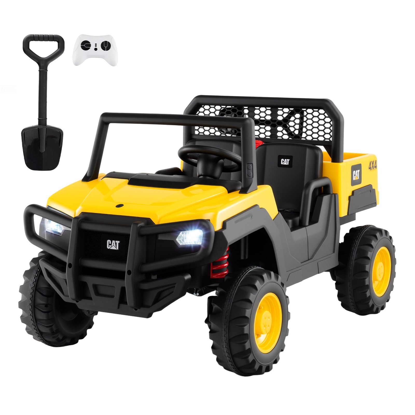 COSTWAY Elektro-Kinderauto, Belastbarkeit 50 kg, (1-tlg), 24V Caterpillar Elektro Auto, 2-Sitzer Elektrofahrzeug, mit 4 Motoren