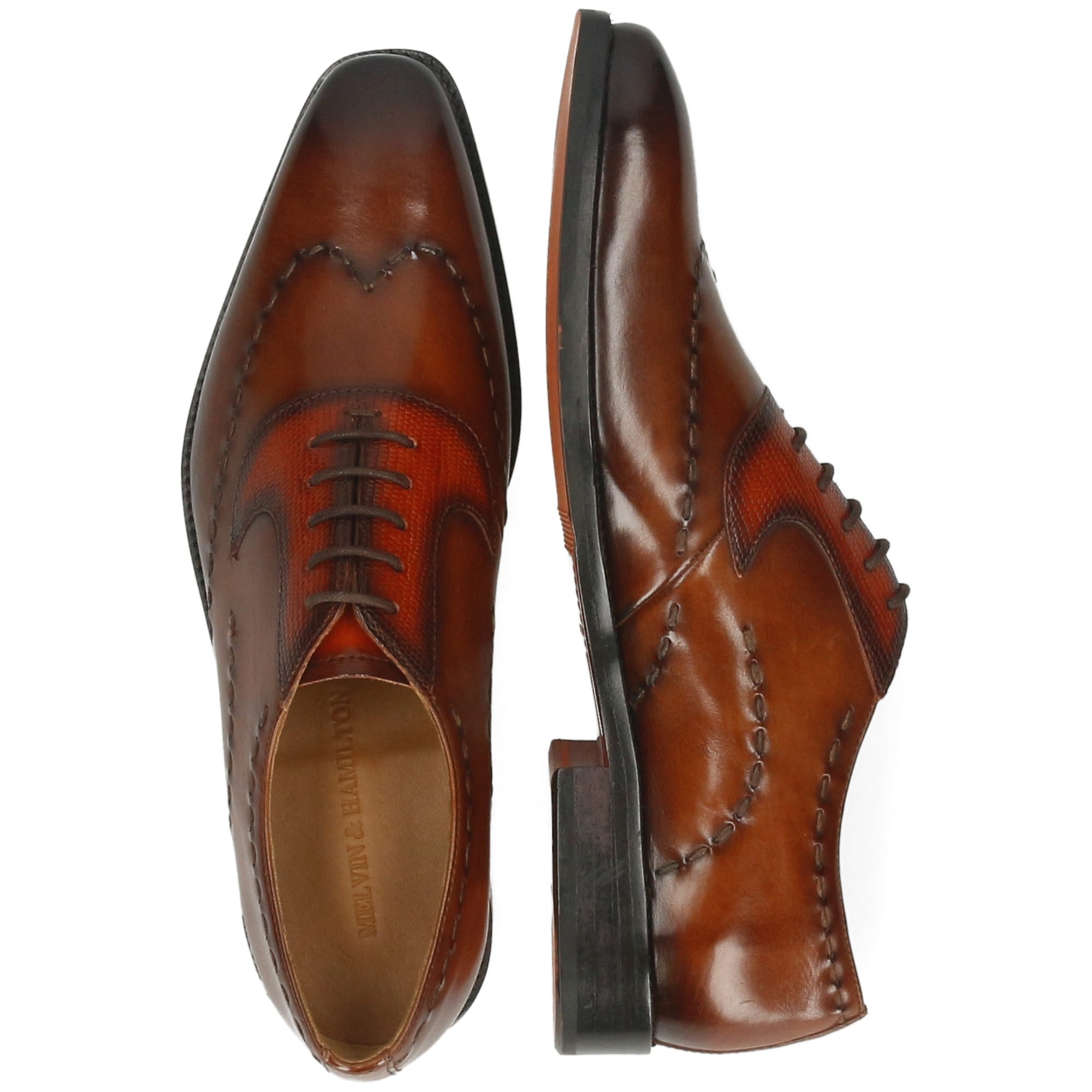 Melvin & Hamilton Lawrence 2 Leder-Oxford Schuhe für Herren Schnürschuh Flache Absätze, Echtes Leder, Vegetabile Gerbung