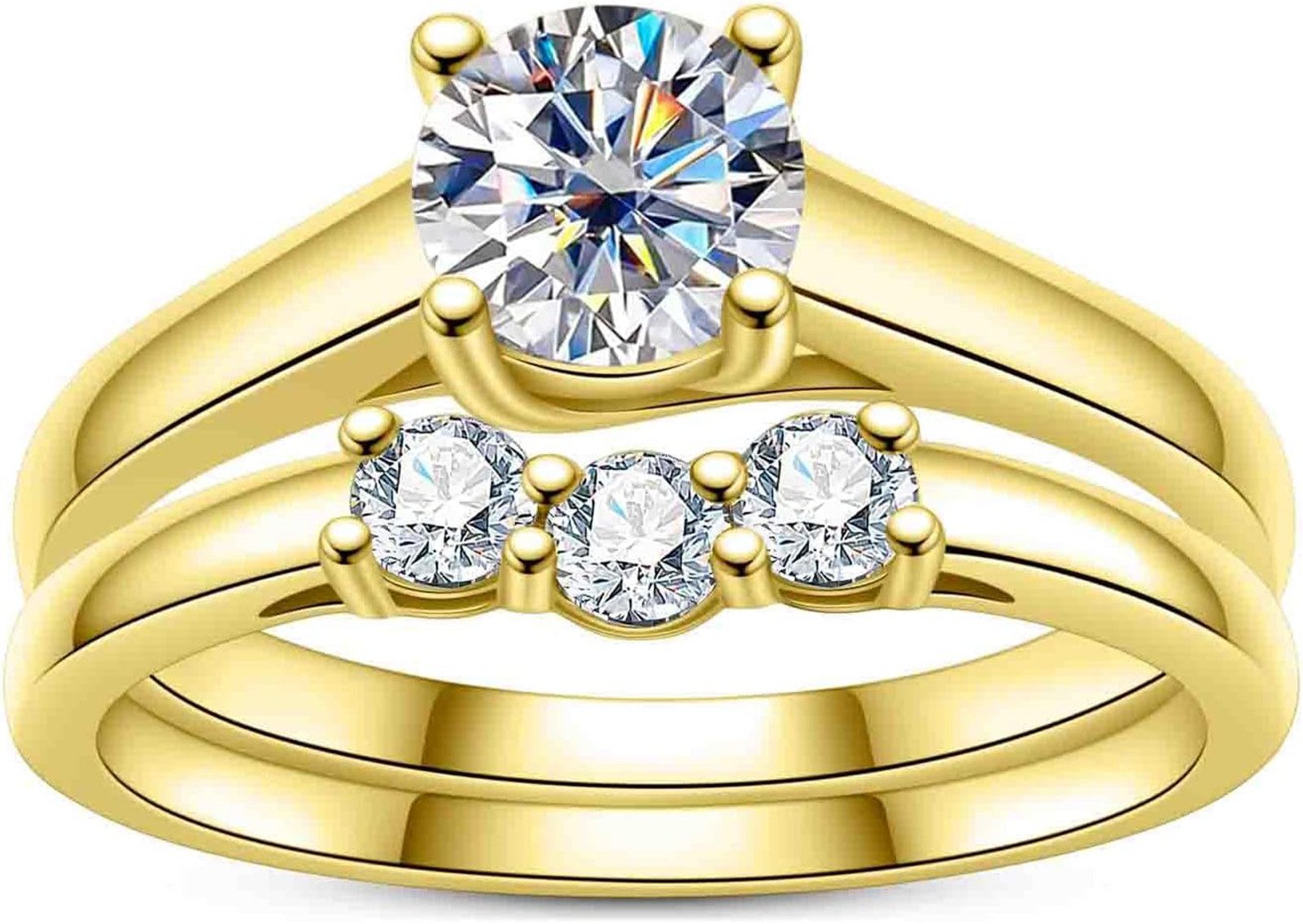 Jumpeak Diamantring 1,2ct-Diamantring-Set, 585er-Goldring, Ring-Set, Damen-Ehering, IGI, Hochzeitstagsgeschenke, Damenringe, Partnerringe, Verlobungsgeschenke