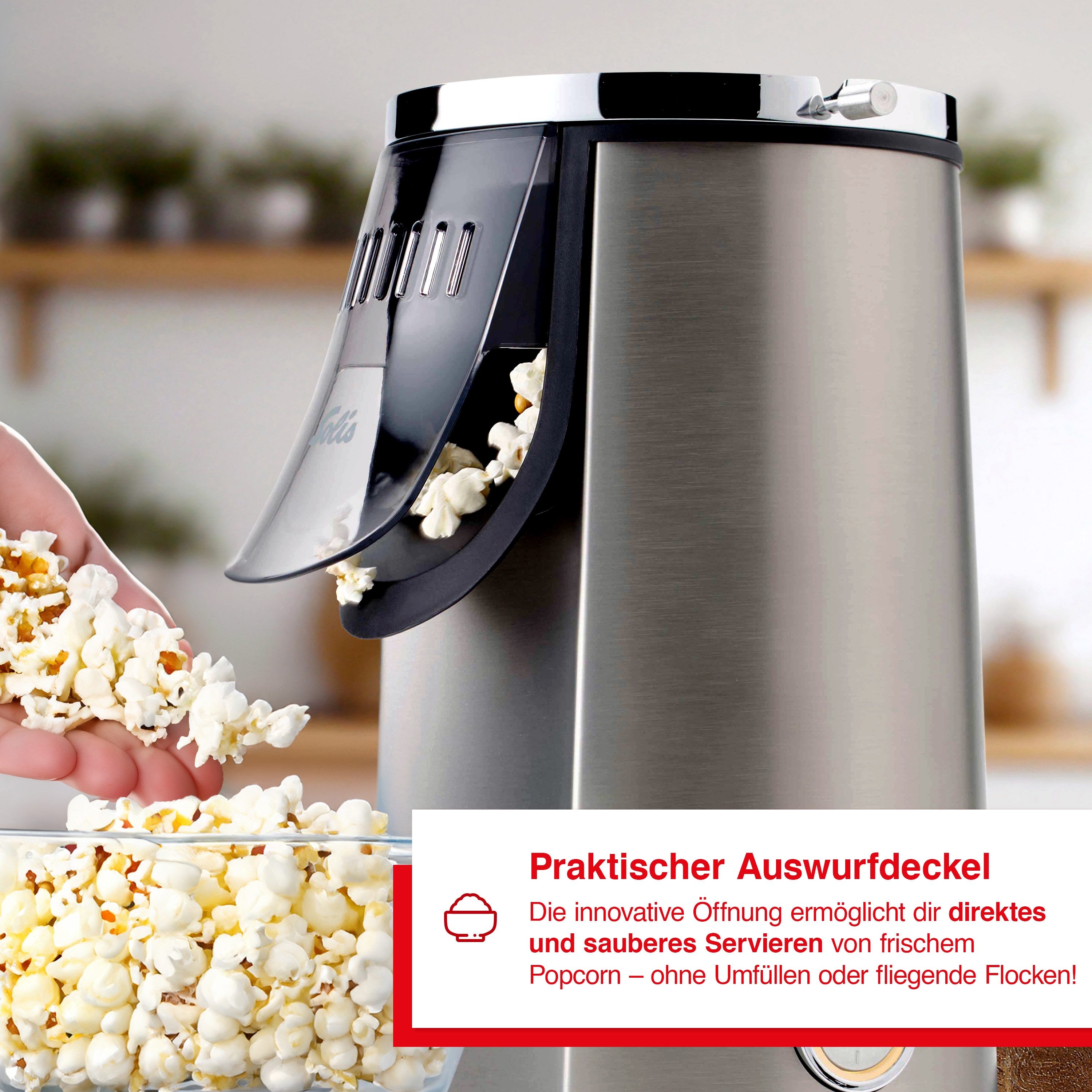 SOLIS OF SWITZERLAND Popcornmaschine Pop & Fun, Typ 8504, mit 2 in 1 Messlöffel & Butterschmelzer, LED – Bild 5 von 5