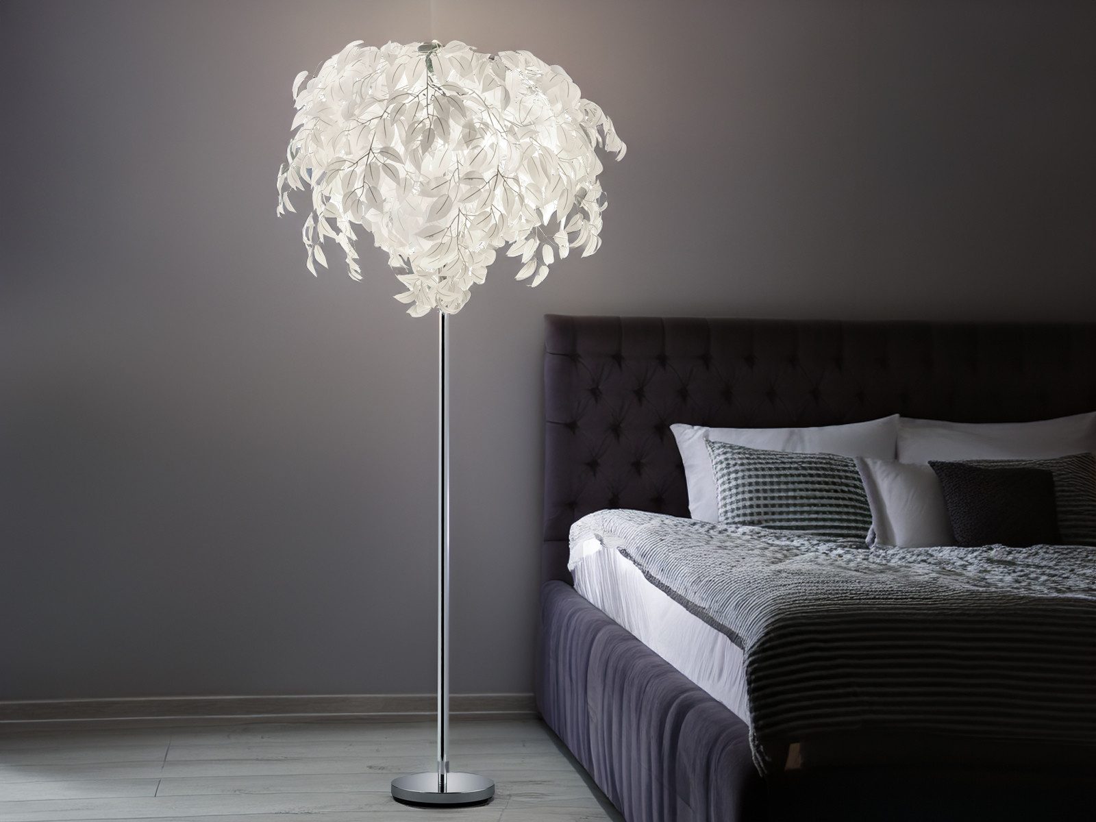 Reality Leuchten LED Stehlampe große Blattlampe 180cm inkl. E14 LEDs, dimmbar, LED wechselbar, Warmweiß, ausgefallene moderne Stehleuchte skandinavisch Wohnzimm – Bild 5 von 5