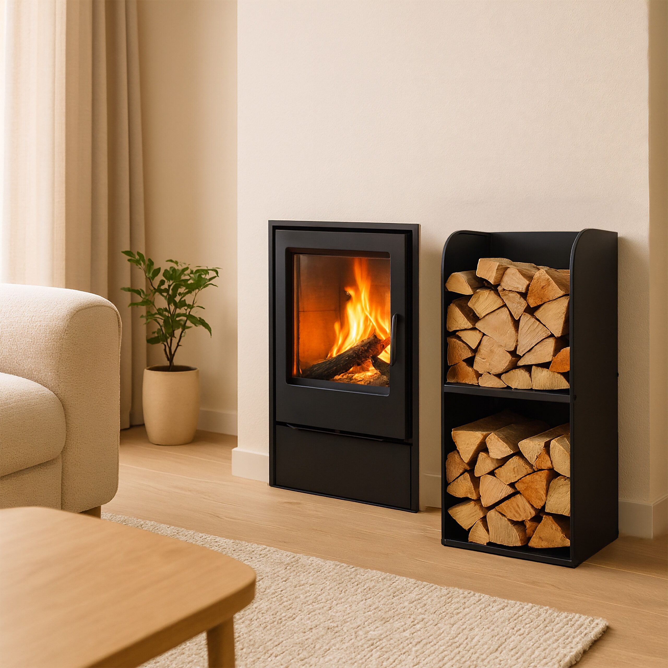 relaxdays Kaminholzregal mit 2 Fäch, BxTxH:40x30x80 cm, schwarz günstig online kaufen