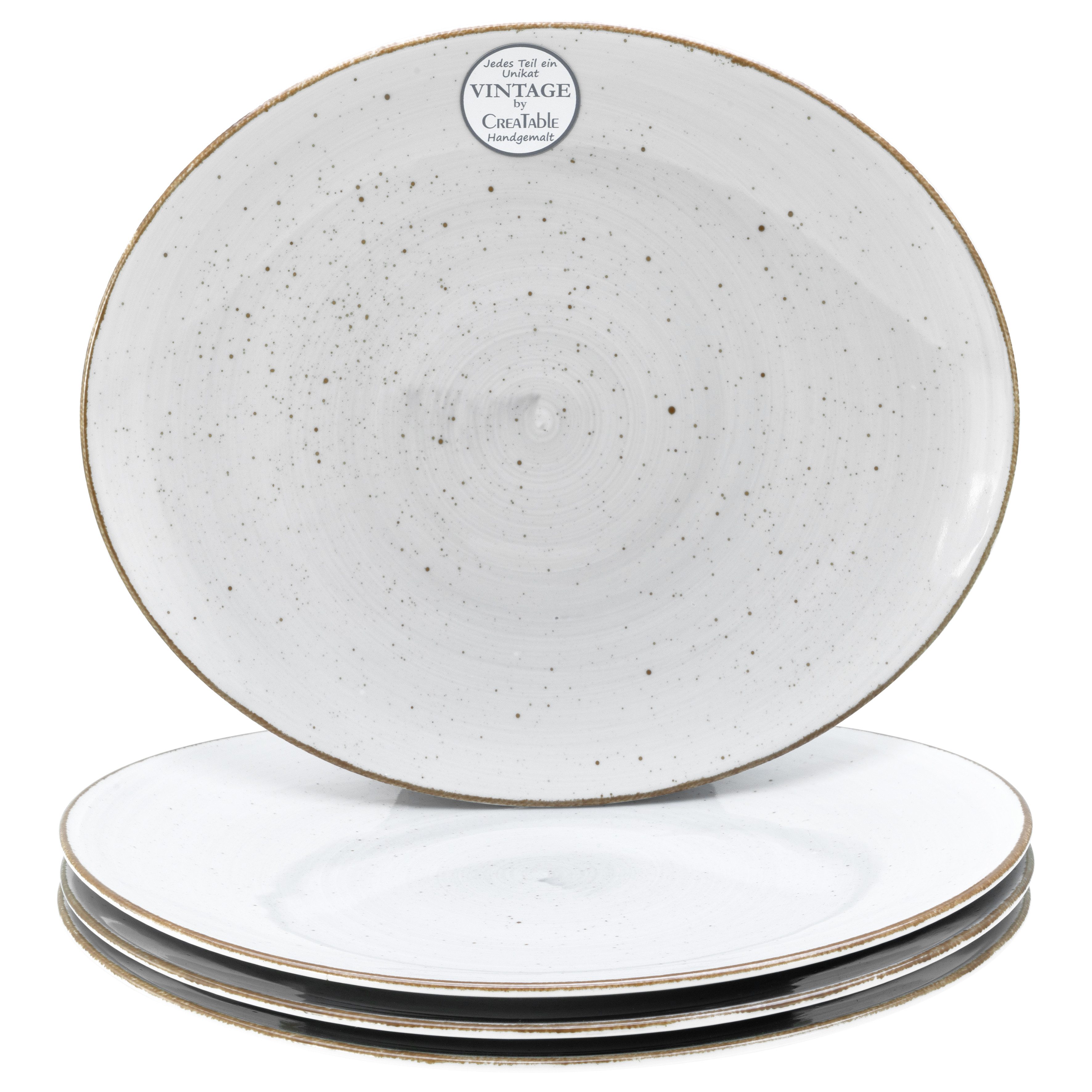 CreaTable Steakteller Vintage Nature, Teller Set, 4-tlg., (4 St), Naturverbundenes Design, Vielseitig einsetzbar