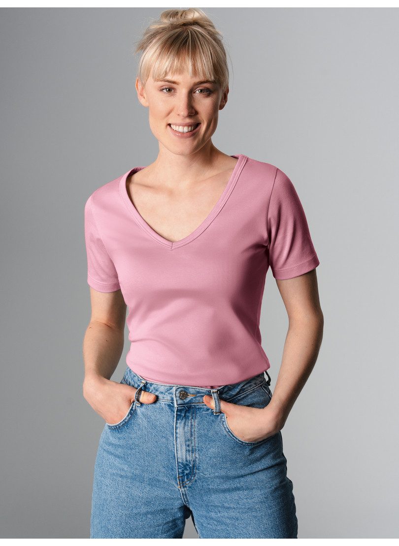 Trigema T-Shirt TRIGEMA V-Shirt aus Baumwolle/Elastan (1-tlg) günstig online kaufen
