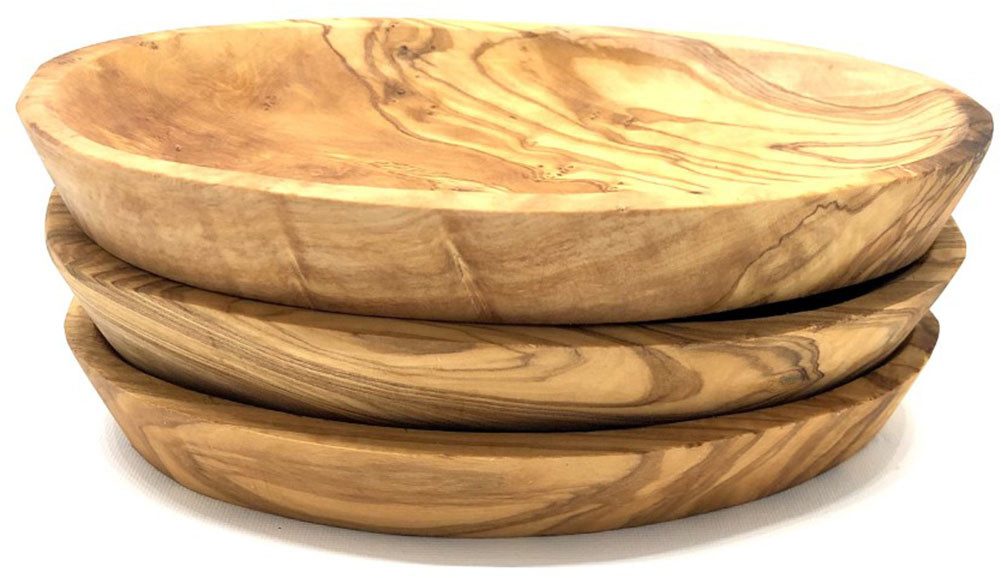 Olivenholz-erleben Dipschale oval aus edlem naturbelassenem Olivenholz, Massivholz, (Set, 3-tlg), Einzigartige Maserung, jede Schale ein Unikat, leichte Reinigung