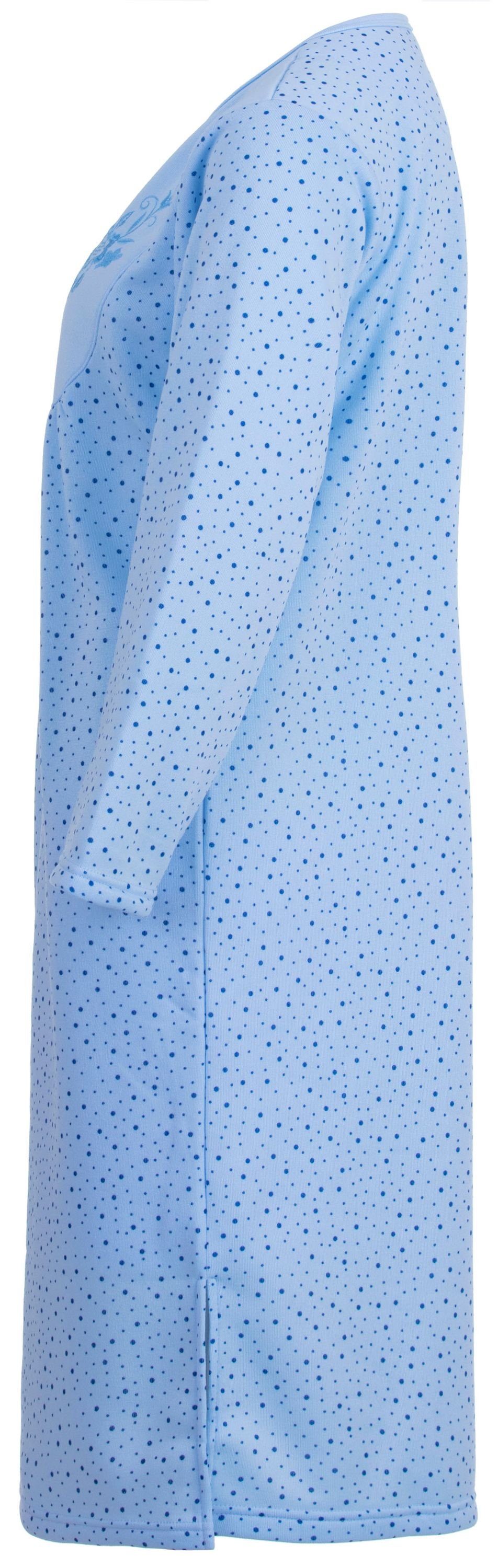 zeitlos Nachthemd Thermo Nachthemd mit blau Stickerei Punktemix 