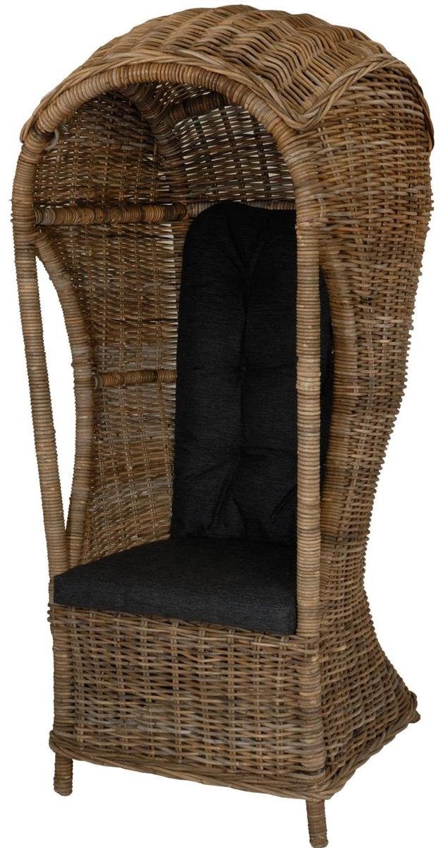 Krines Home Loungesessel Rattansessel "Beach" Strandkorb Optik Rattan Flecht-Sessel mit Dach