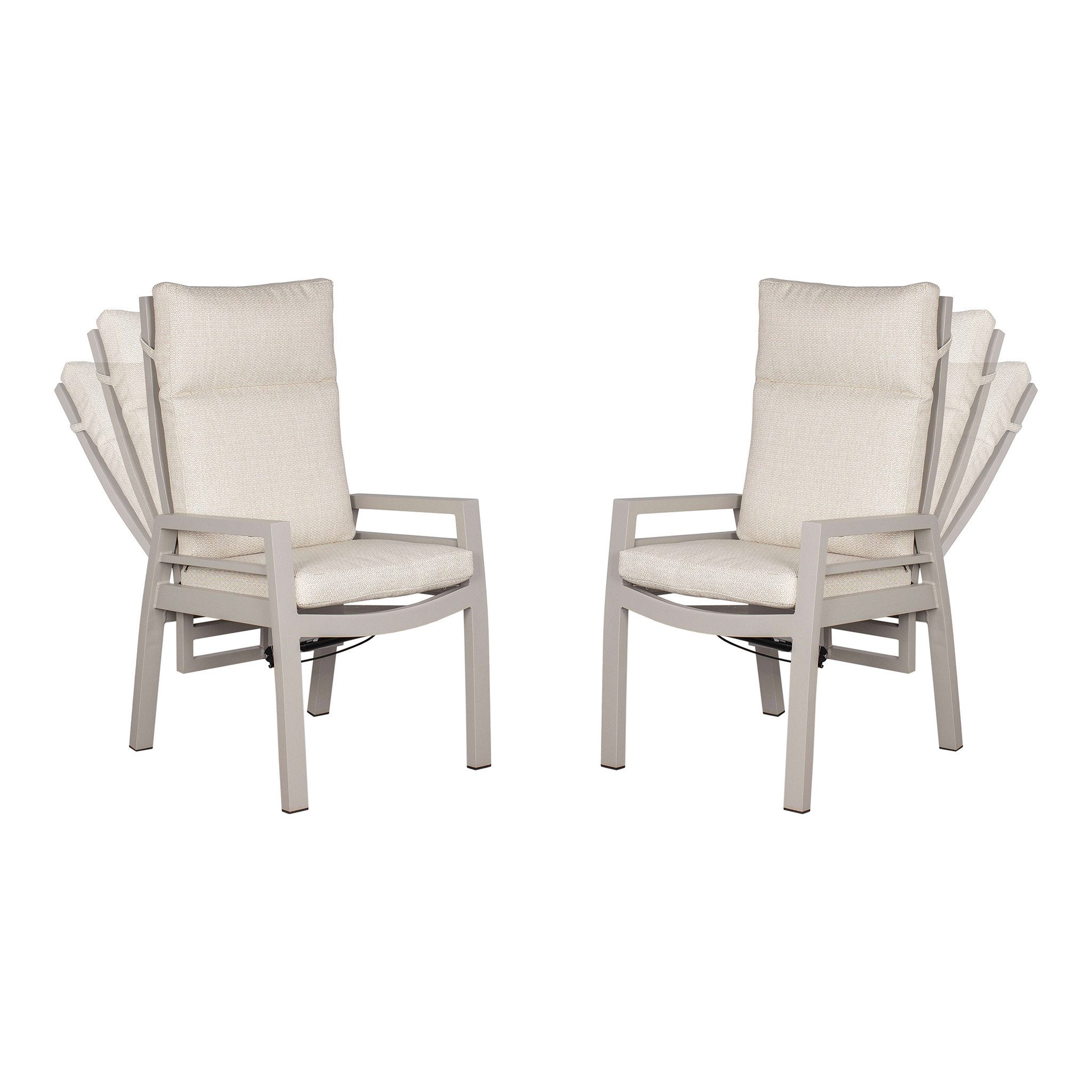 bene living Relaxsessel Sevilla - uni elfenbein - mit Gasdruckfeder (2-St., 2er Set Relaxsessel Sevilla), stufenlos verstellbar - inkl. Kissen - stabiler Alurahmen