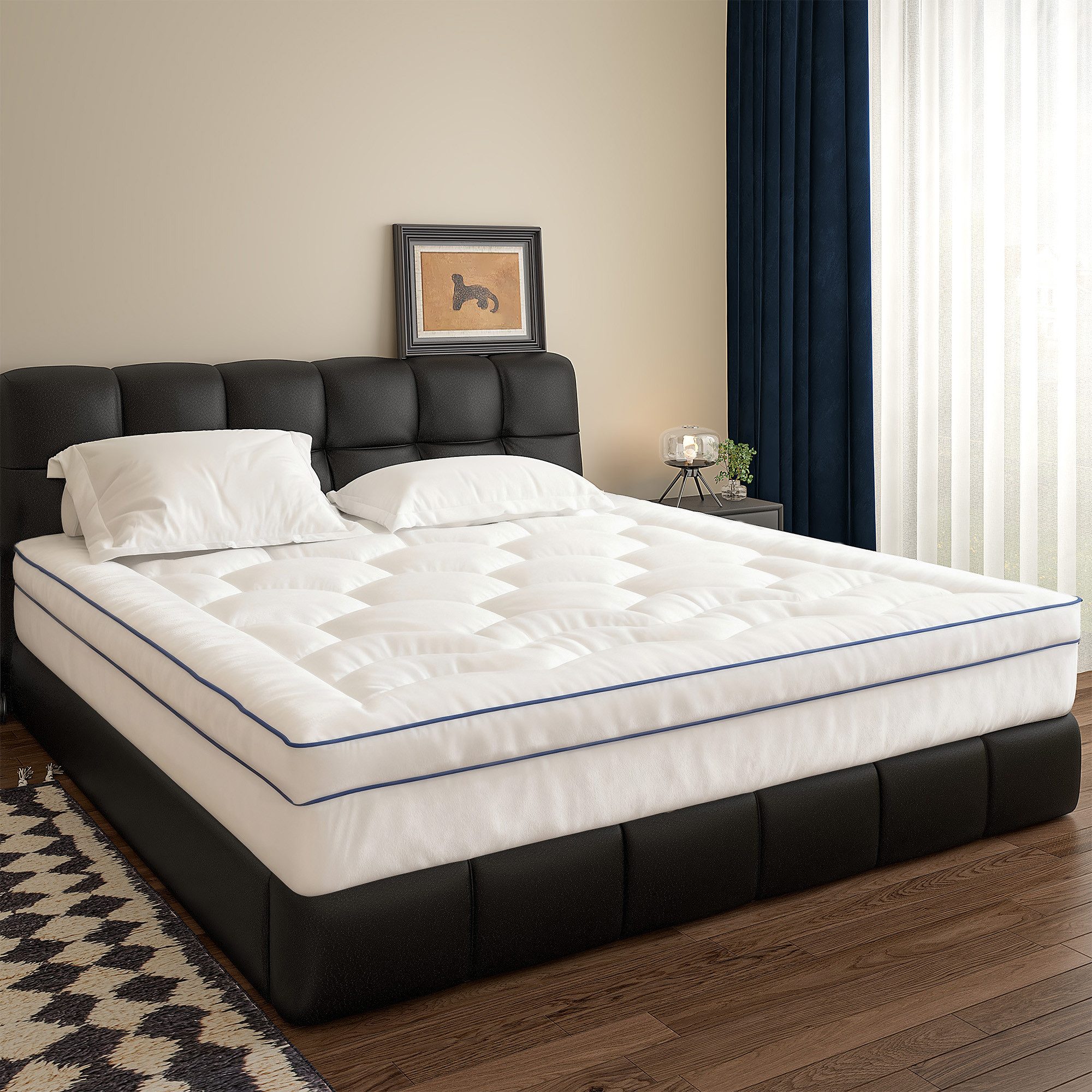 Kaltschaummatratze Microfaser Matratzentopper, Matratzenauflage mit Taschen, Klyvvo, 8 cm hoch, Mattress Topper für Harte Matratze, Boxspringbetten, Gästebett