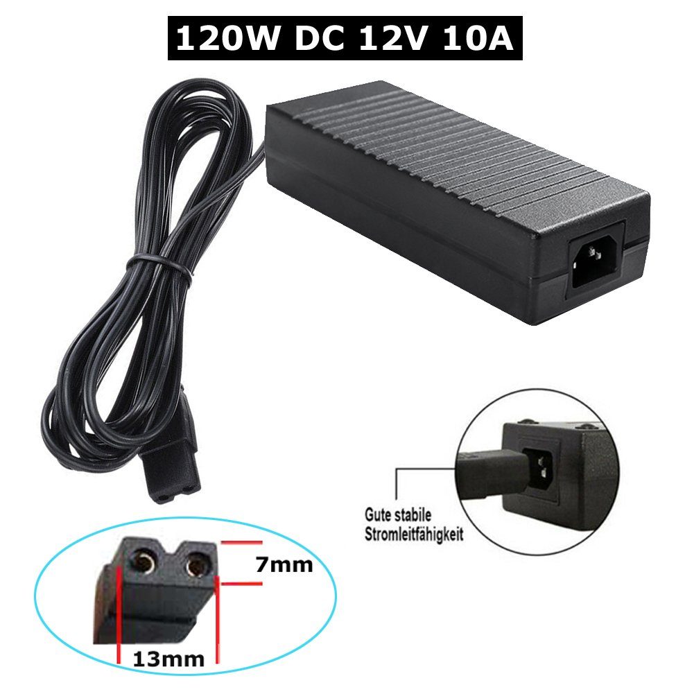 Bolwins L46C 120W 12V10A Spannung Wandler Netzteil Ladegerät für Auto Kühlbox Universal-Ladegerät (10000 mA, Packung, 2-tlg., inkl. Netzkabel, Spannungswandler 230V auf 12V, 2-Pin Anschluss, bis 120W)
