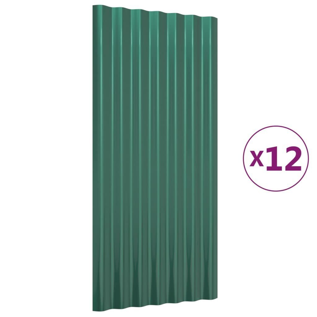 vidaXL Dachschindeln 80 x 36 cm Dachpaneele 12 Stk Pulverbeschichteter Stahl Grün 80x36 cm
