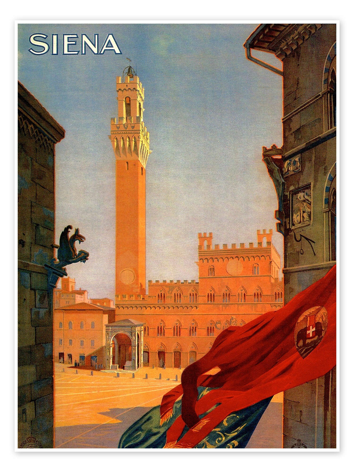 Posterlounge Wandbild Siena, Toskana in Italien, Vintage Travel Collection, erhältlich als Poster, Leinwandbild, Wandsticker oder Acrylglasbild