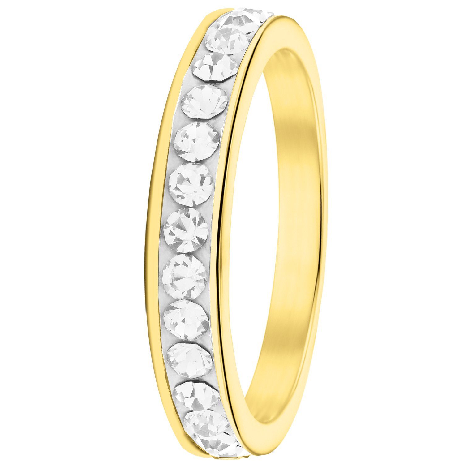 LUCARDI Fingerring Ring - Stahl - Gold - Kristall - Kinder